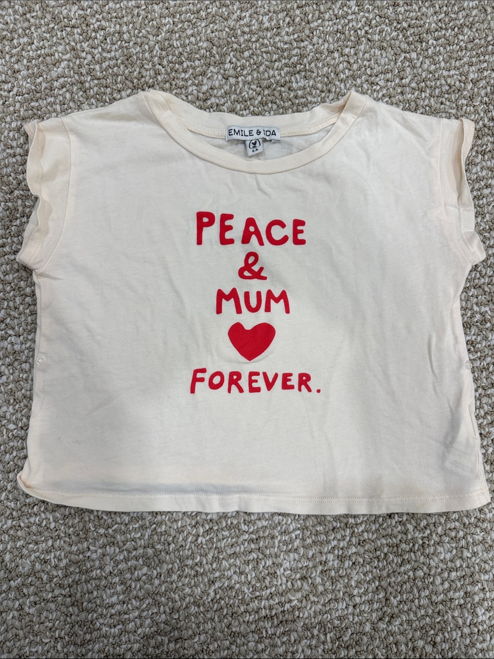 Emile & Ida 'Peace & Mum Forever' Kids Tee with Red Graphic
